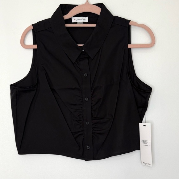Calvin Klein NWT Cotton Collared Sleeveless Shirt - Picture 3 of 5